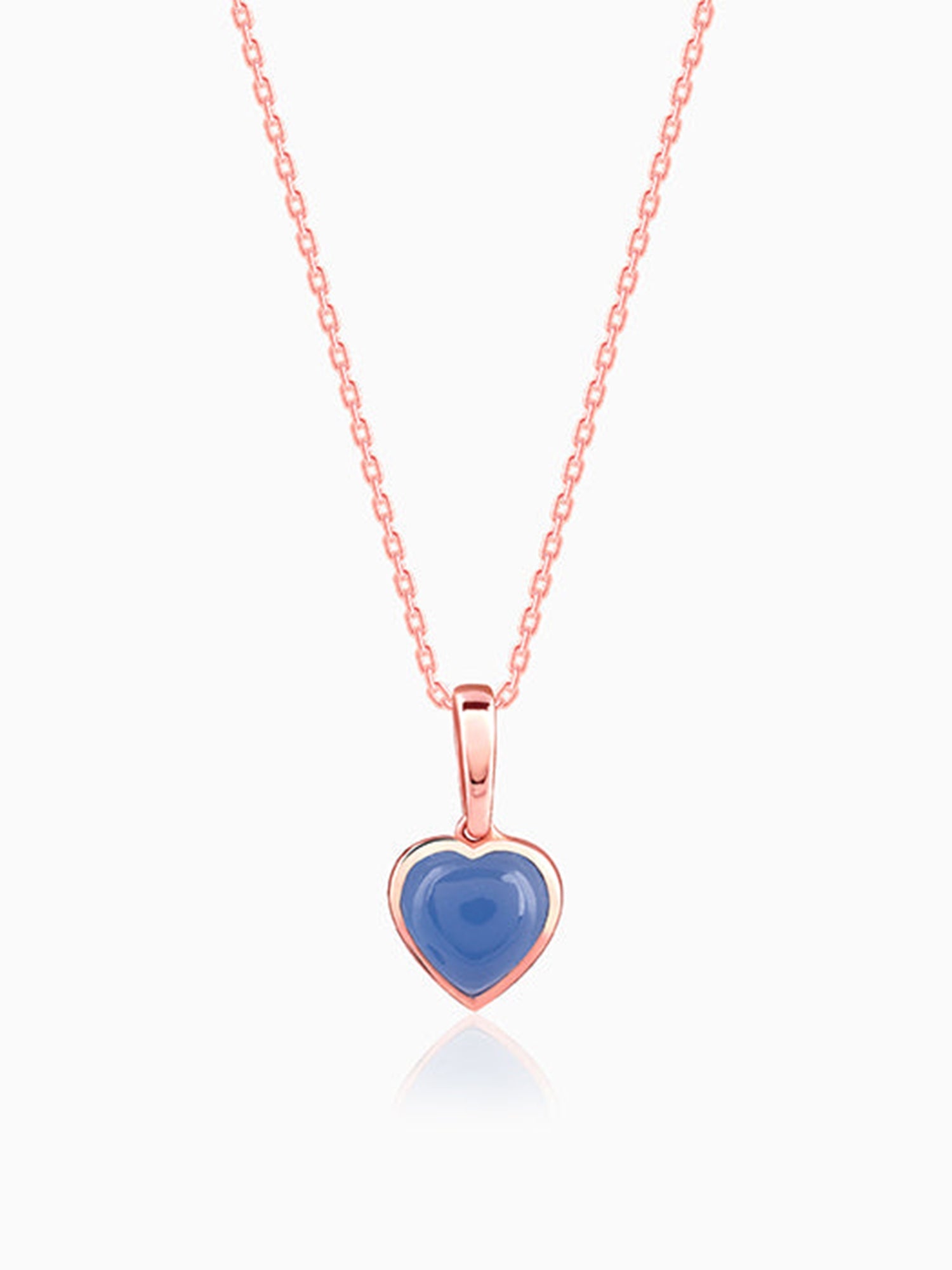 Rose Gold Heart Aquamarine Pendant with Link Chain