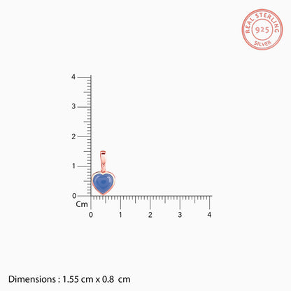 Rose Gold Heart Aquamarine Pendant with Link Chain