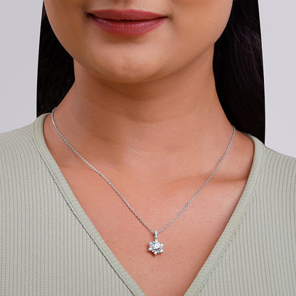 Silver Sunshine Pendant with Link Chain