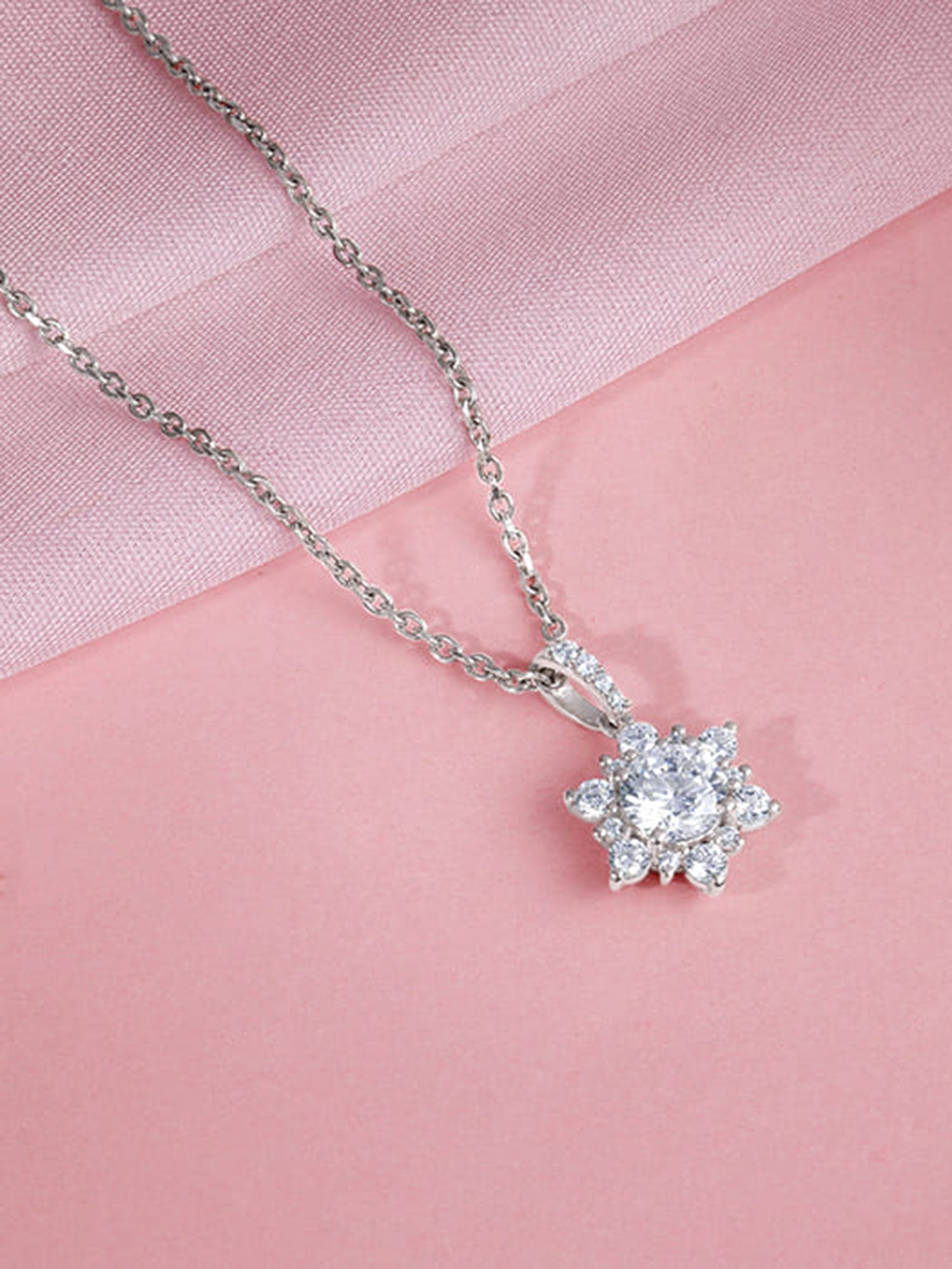 Silver Sunshine Pendant with Link Chain