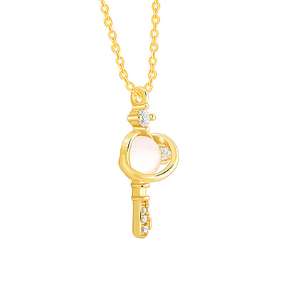 Golden Cosmic Key Pendant With Link Chain