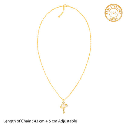 Golden Cosmic Key Pendant With Link Chain