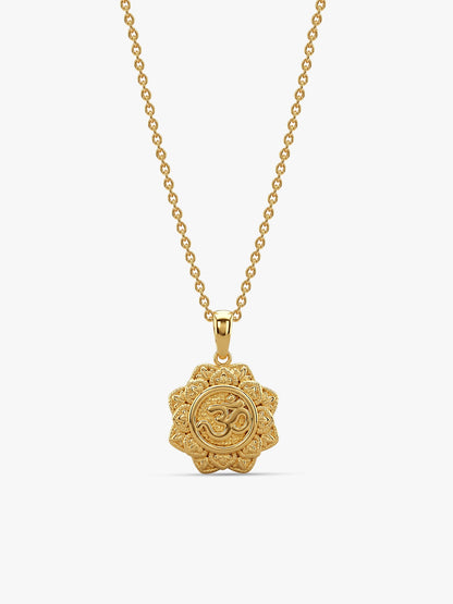 Golden Unique Om Pendant With Box Chain