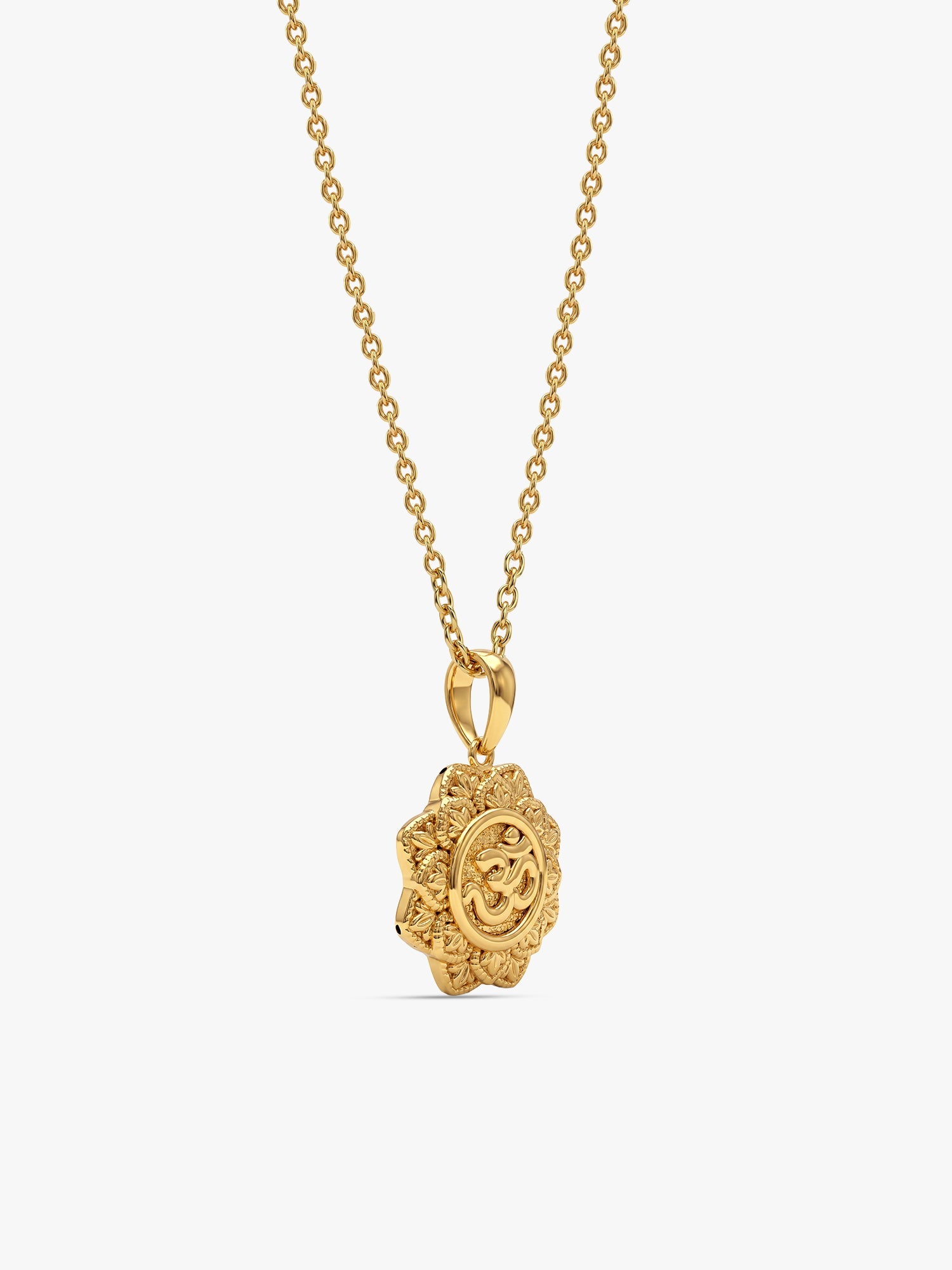 Golden Unique Om Pendant With Box Chain