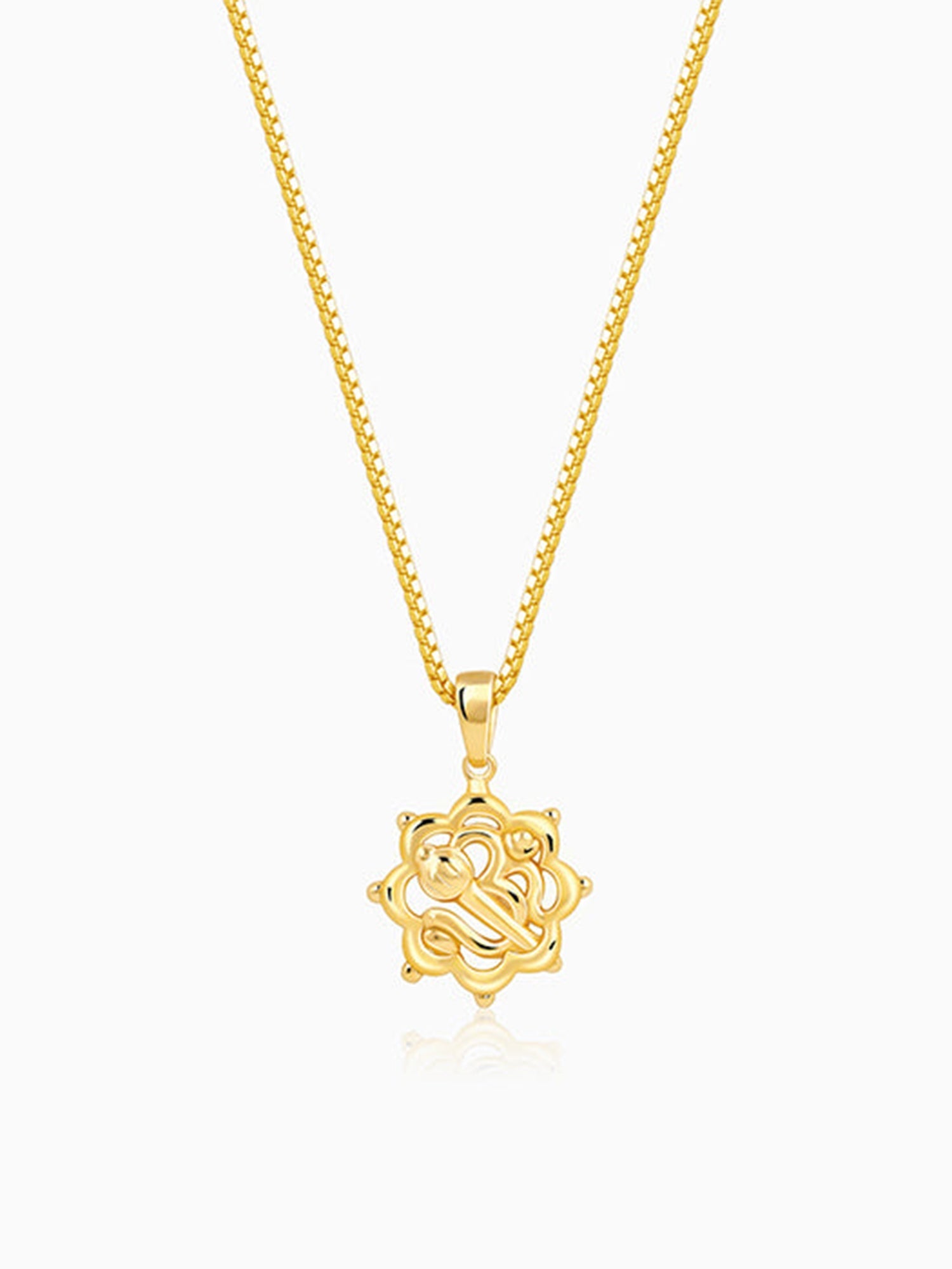 Golden Hanuman Gada Pendant With Box Chain
