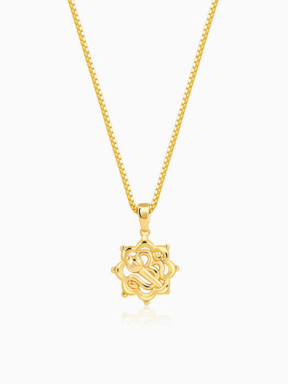 Golden Hanuman Gada Pendant With Box Chain