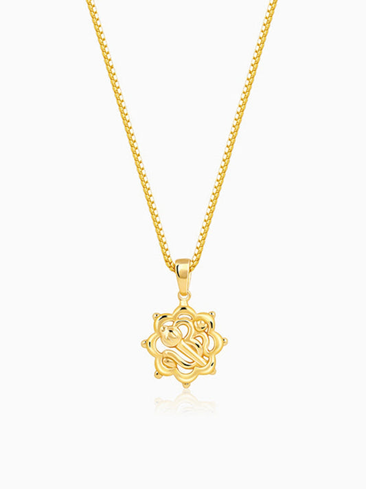 Golden Hanuman Gada Pendant With Box Chain