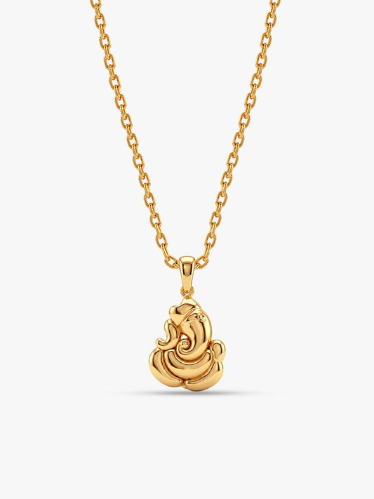 Golden Shree Ganpati Pendant With Link Chain