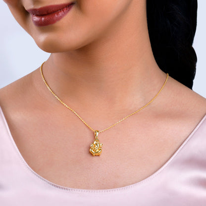 Golden Ganapati Pendant With Link Chain