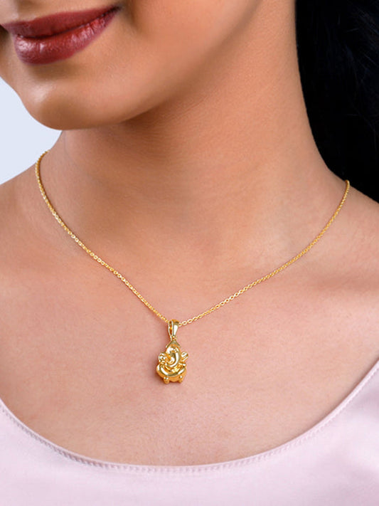 Golden Ganapati Pendant With Link Chain