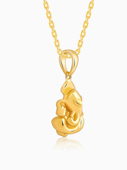 Golden Ganapati Pendant With Link Chain