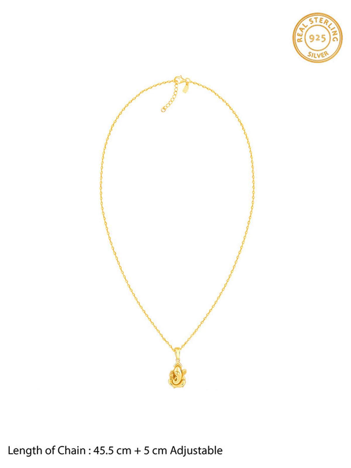 Golden Ganapati Pendant With Link Chain