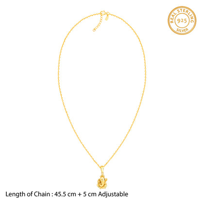 Golden Ganapati Pendant With Link Chain