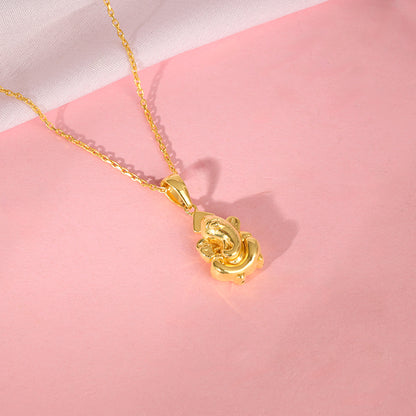 Golden Ganapati Pendant With Link Chain