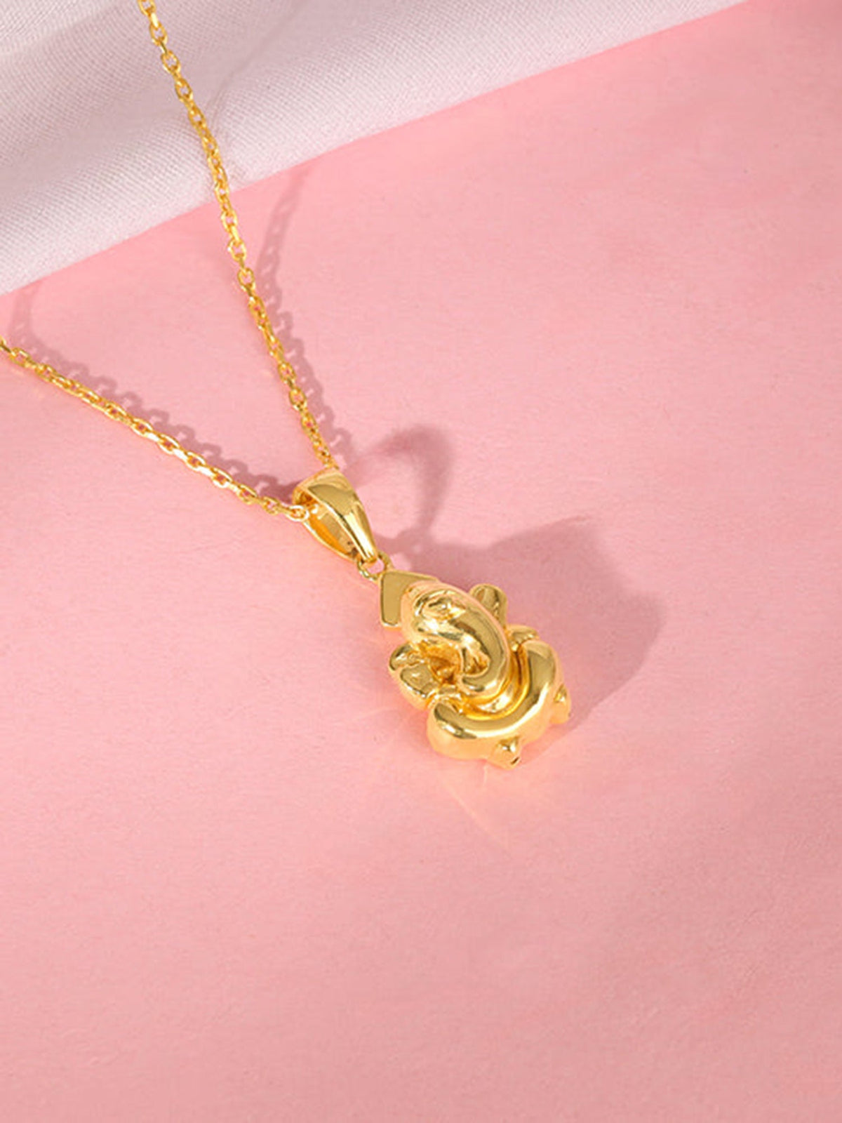 Golden Ganapati Pendant With Link Chain