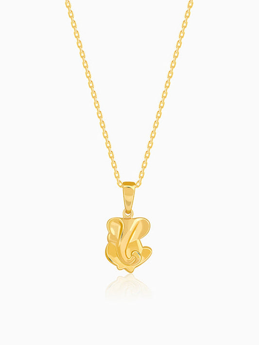 Golden Ganesh Pendant With Link Chain