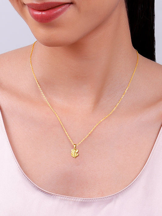Golden Ganesh Pendant With Link Chain