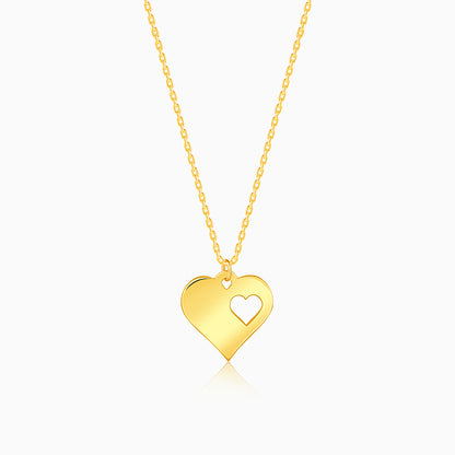 Golden Heart Piece Pendant With Link Chain
