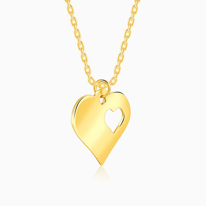 Golden Heart Piece Pendant With Link Chain