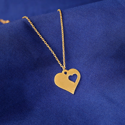 Golden Heart Piece Pendant With Link Chain