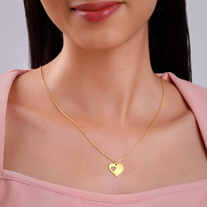 Golden Mother/Daughter Heart Pendant With Link Chain