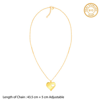 Golden Mother/Daughter Heart Pendant With Link Chain