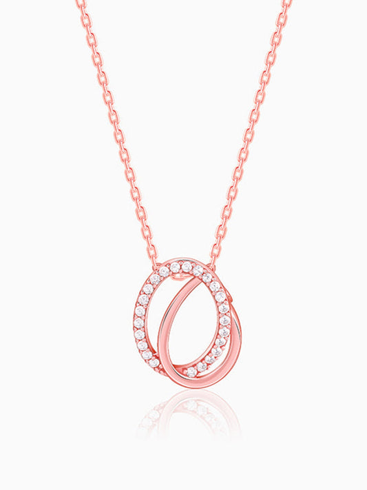 Rose Gold Bloom Ovate Pendant with Link Chain
