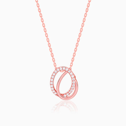 Rose Gold Bloom Ovate Pendant with Link Chain