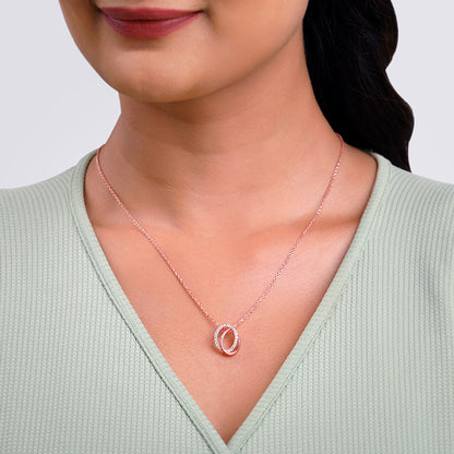 Rose Gold Bloom Ovate Pendant with Link Chain
