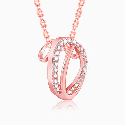 Rose Gold Bloom Ovate Pendant with Link Chain