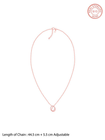 Rose Gold Bloom Ovate Pendant with Link Chain