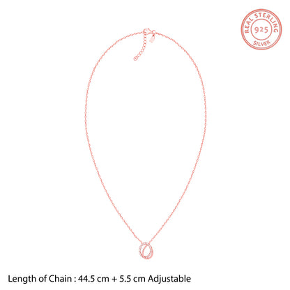 Rose Gold Bloom Ovate Pendant with Link Chain
