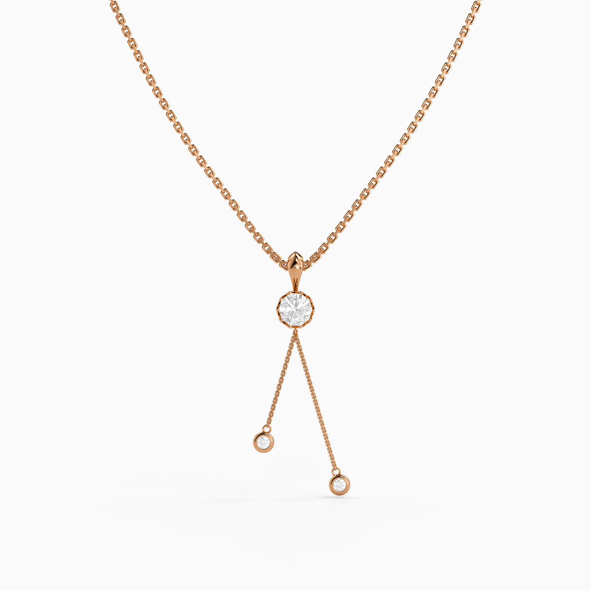 Rose Gold Classic Theory Pendant With Link Chain
