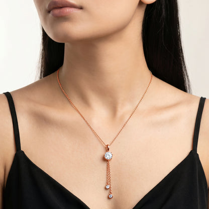 Rose Gold Classic Theory Pendant With Link Chain