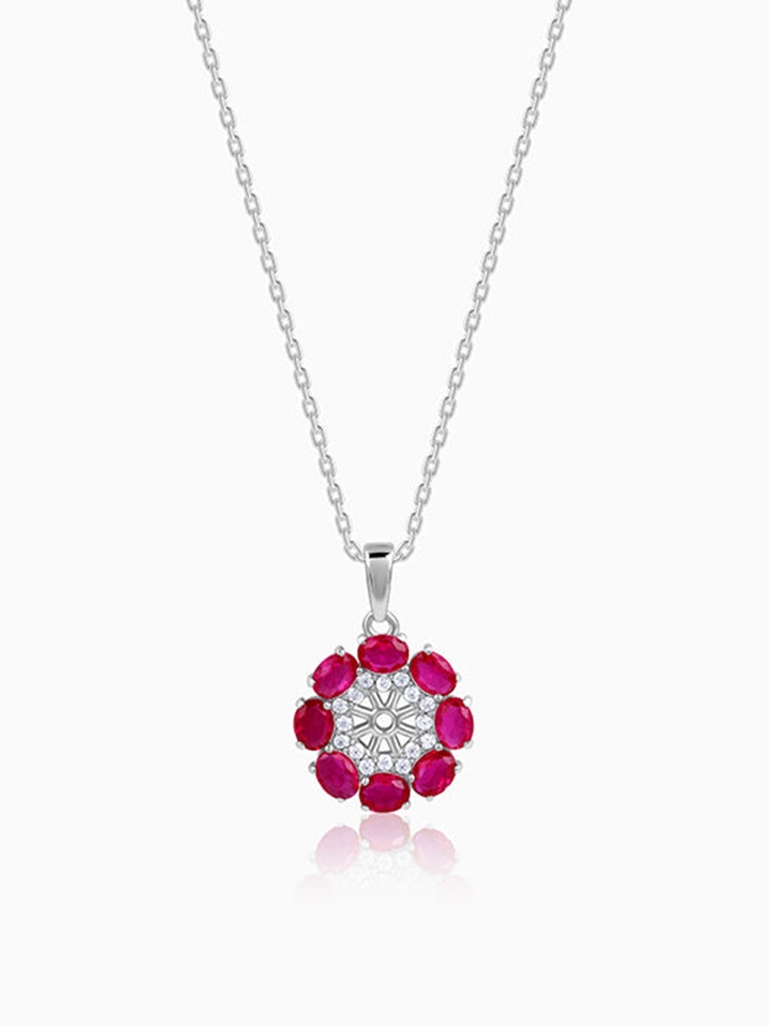 Silver Stunning Floret Pendant With Link Chain