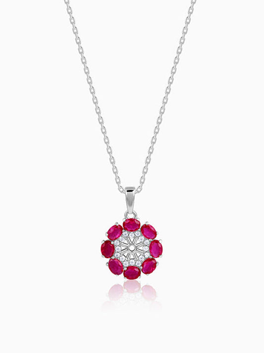 Silver Stunning Floret Pendant With Link Chain