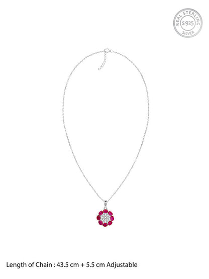 Silver Stunning Floret Pendant With Link Chain