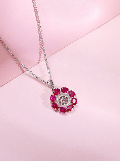 Silver Stunning Floret Pendant With Link Chain