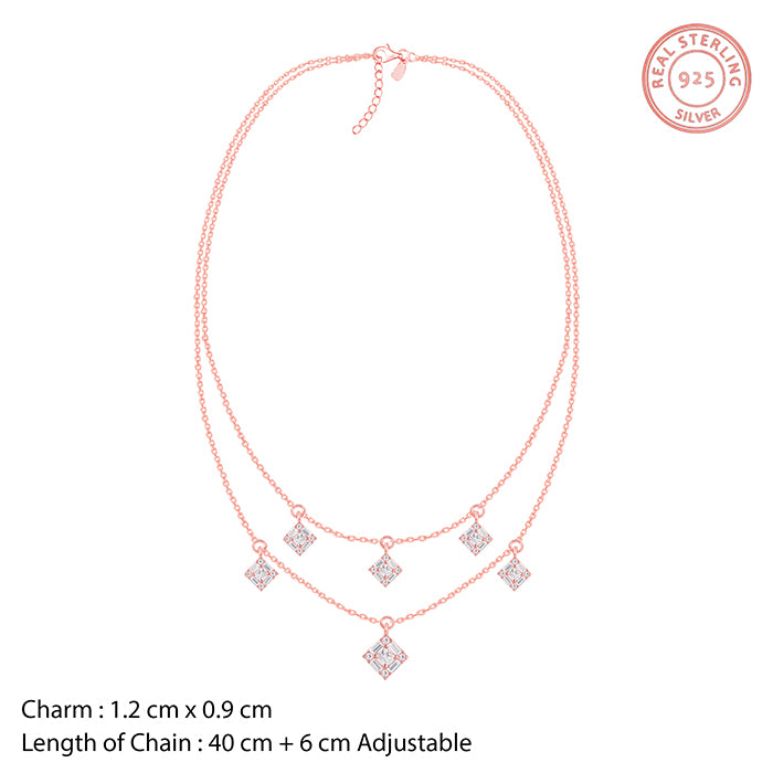 Rose Gold Double Layer Necklace- silver necklace for women