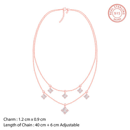 Rose Gold Double Layer Necklace- silver necklace for women