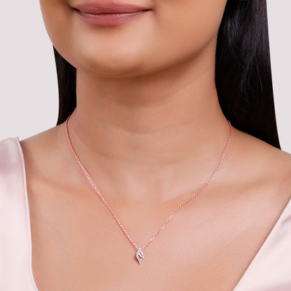 Rose Gold Leafy Hug Pendant With Link Chain