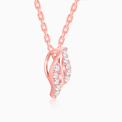 Rose Gold Leafy Hug Pendant With Link Chain