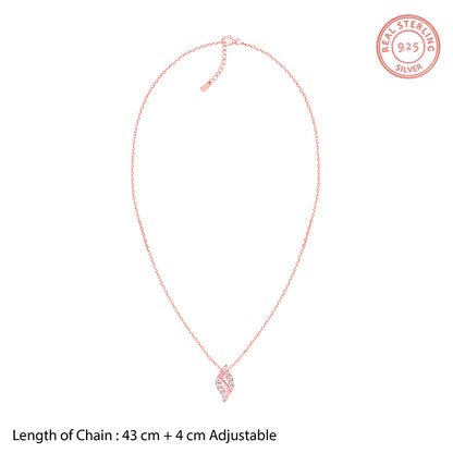 Rose Gold Leafy Hug Pendant With Link Chain