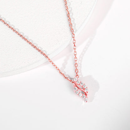 Rose Gold Leafy Hug Pendant With Link Chain