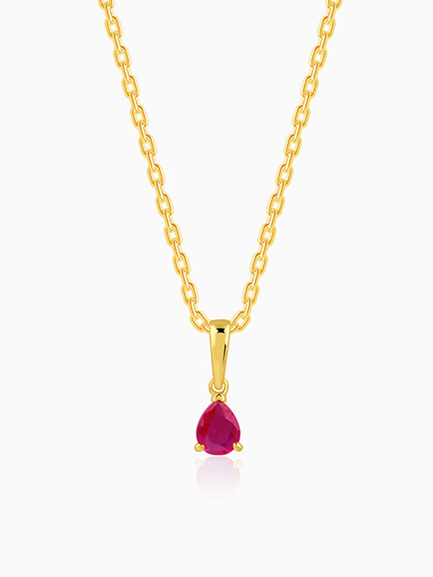 Golden Pink Pear Pendant With Link Chain