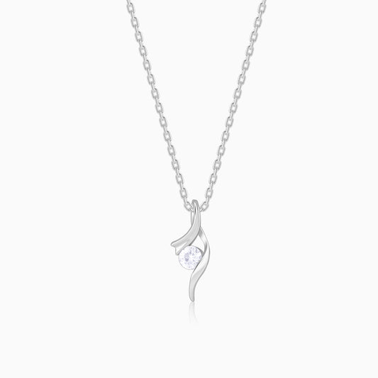 Silver Classy Shine Pendant With Link Chain