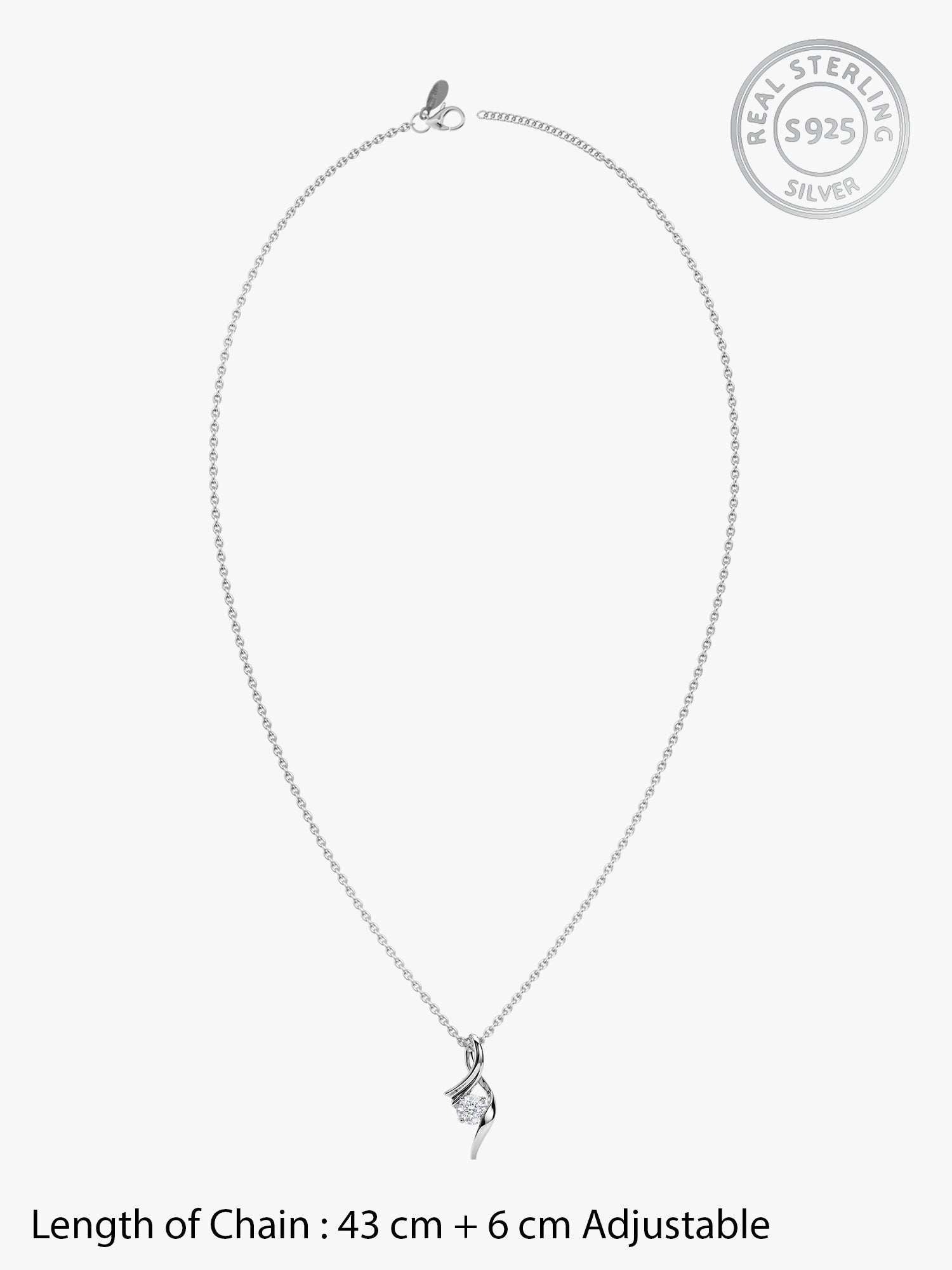 Silver Classy Shine Pendant With Link Chain