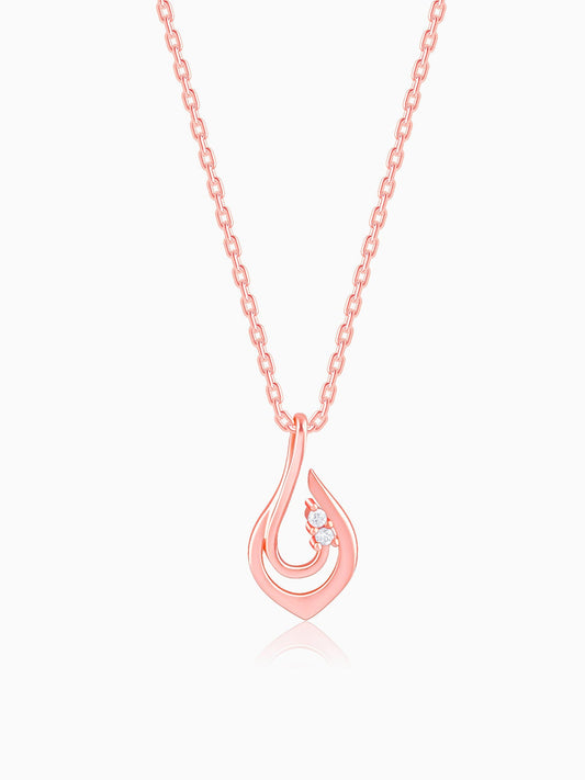 Rose Gold Cute Drop Pendant With Link Chain