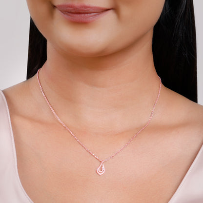 Rose Gold Cute Drop Pendant With Link Chain