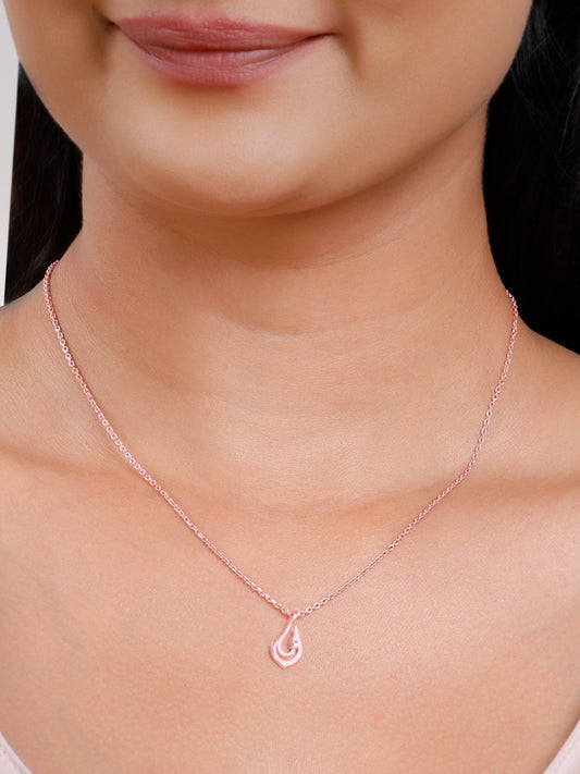 Rose Gold Cute Drop Pendant With Link Chain